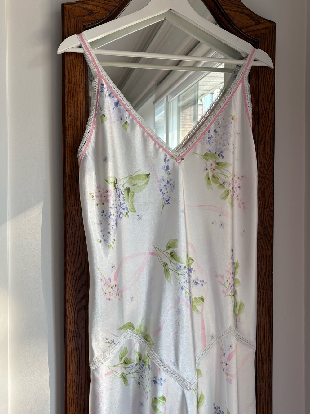 Oscar de la Renta Pink Label Floral Satin Maxi Length Slip Dress - Picture 6 of 6